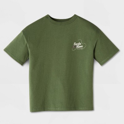 Детские футболки Cat & Jack Boys' Short Sleeve 100% Cotton Fish Oversized Graphic T-Shirt - Cat & Jack™ Moss Green L — фото 2