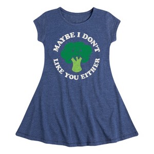 Girls' - Instant Message - Broccoli Fit & Flair Cap Sleeve Graphic Dress - 1 of 4