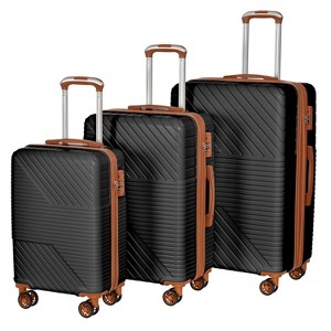 Gulches Hardshell Luggage Sets 3 Piece double spinner 8 wheels Suitcase with TSA Lock Lightweight (20"24"28") - 1 of 4