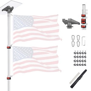 Yescom EZ GO 14ft Telescopic Flag Pole Kit with Starlink Gen3 Pipe Adapter for Outdoor Tailgate Party - 1 of 4