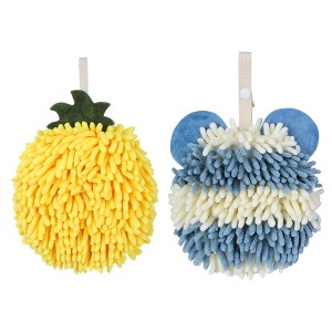 REGALWOVEN 2 Pcs Cute Soft Absorbent Chenille Ball Fuzzy Hand Towel - 1 of 4