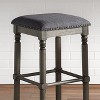 Roundhill Furniture Arnhem Wood Gray Upholstered Swivel Bar Stools, Set of 2 - 2 of 3