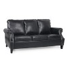 Sapphtopaz Modern PU Leather Sofa Couch Upholstered 3-Seater Sofa with Nailhead Trim & Wood Legs,Comfy Couches for Living Room,Apartment - 3 of 4