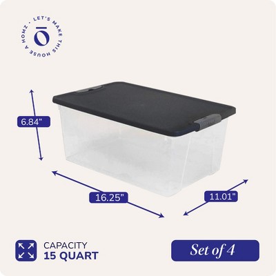 15-Quart Clear Plastic Stackable Storage Container with Gray Lid