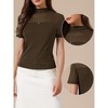 INSPIRE CHIC Women's Summer Mock Turtleneck Short Sleeve Sheer Mesh Basic Tops Shirts - 2 of 4