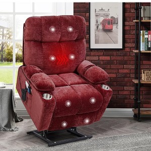 Dual Motor Power Lift Recliner Chair, Infinite Position, Lay Flat 180° Recliner Chair Sofa With Heating and Massage, Extended Footrest, Cup Holder - 1 of 4