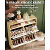Narrow Wooden Shoe Cabinet,4 Flip-Down Drawers & Open Shelf | Freestanding Organizer for Entryway, Hall, Porch - 3 of 4