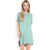 Anna-Kaci Women's Button-Down Roll-Up Sleeve Shirt Dress - 4 of 4
