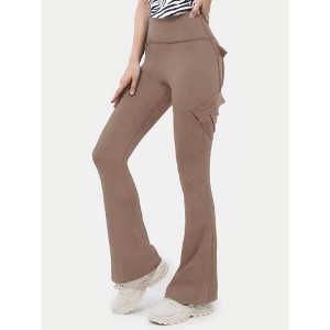 DOMETOUR Women's High Waisted Cargo Joggers Flare Leggings Womens Cargo Pants with Pockets - 1 of 4