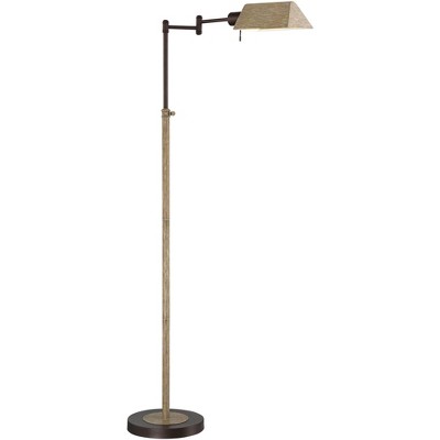 Bronze Adjustable Industrial Pharmacy Floor Lamp with Faux Wood