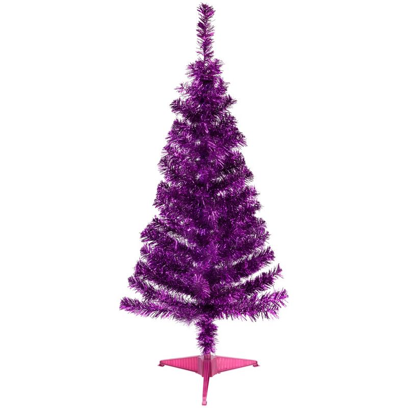 Northlight 4' Purple Artificial Tinsel Christmas Tree, Unlit, 3 of 8