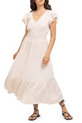 August Sky Women's Flutter Sleeves Midi Dress