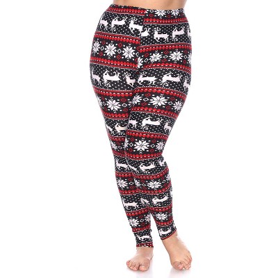 Women's Plus Size Printed Leggings - One Size Fits Most Plus - White Mark