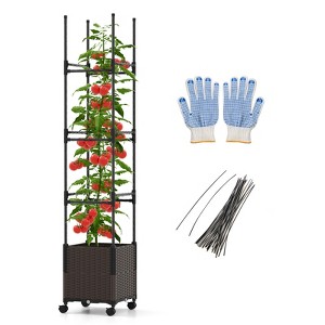 Tangkula 87" Tall Raised Garden Bed w/ Plant Box & Trellis Lockable Wheels Indoor Outdoor - 1 of 4