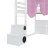 NicBex Full Loft Bed House Shape Wooden Bed Frame with Tent, Storage Compartments, Padded Slide, Ladder and Guardrail, No Box Spring Required - 4 of 4