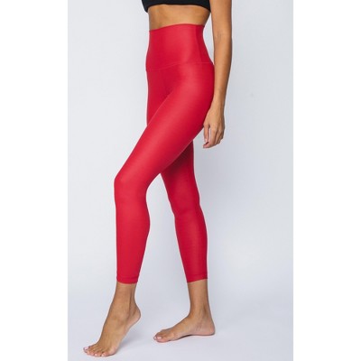 90 Degree by Reflex Womens Interlink High Waist Ankle Legging with Back  Curved Yoke - Terracotta - X Large