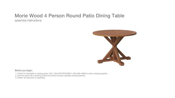 Morie Wood 4 Person Round Patio Dining Table - Threshold&#8482;, 2 of 5, play video