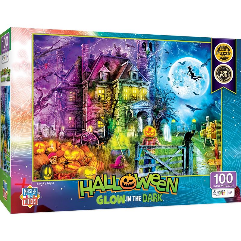 MasterPieces 100 Piece Glow in the Dark Jigsaw Puzzle - Spooky Nights, 1 of 7