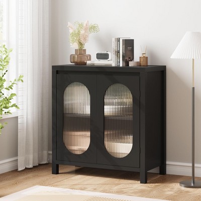 Accent Storage Cabinet, Modern Sideboard Buffet Cabinet with Glass Doors