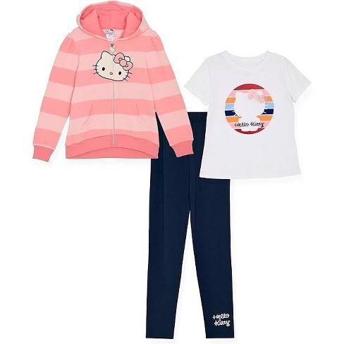 Hello Kitty Big Girls 3-piece Hoodie, T-shirt & Legging Set, Light Pink ...