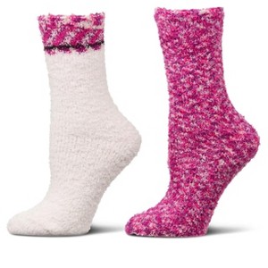 Memoi 2 Pair Women's FuzzBlend Cozy Collection Crew Socks Byzantium One Size - 1 of 3
