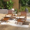 Outsunny 4 Piece Patio Furniture Set, 2 Chairs with Cushions & Ottomans, Slatted Acacia Wood Seat & Backrest, Cream White - 3 of 4