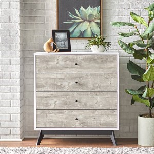 Crislana 4 Drawer Chest White/Weathered Gray - Buylateral: Space-Saving Vertical Storage for All Ages - 1 of 4