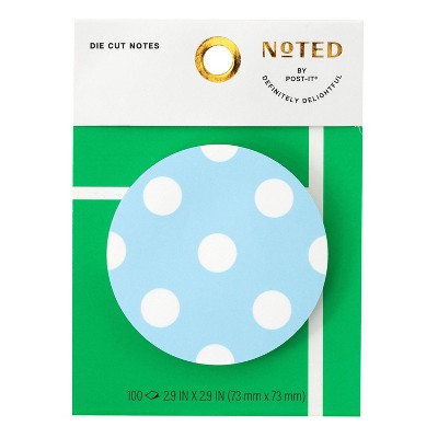 Noted by Post-it Sports Court Round Die Cut Notes Pickleballs Blue 100 sheets