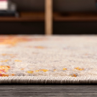 Sunset Orange and Multicolor Abstract 4' x 6' Area Rug