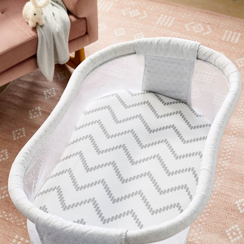 Jersey Bassinet Sheet - Cloud Island&#8482; Gray Chevron and Solid Gray - 2pk, 3 of 7