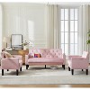 TYBOATLE Velvet Loveseat Sofa Set, 3-Piece Tufted Couch with 2 USB & Cup Holders, Small Space Furniture for Apartment, Office, Bedroom - 3 of 4