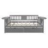 PAGED Twin Size Daybed Modern Wooden Bed Frame Simple Sofa Bed with Trundle and 2 Side Tables for Living Room, Espresso - 3 of 4