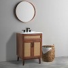JONATHAN Y VAN1008 Javer 20 in. W x 18 in. D x 33 in. H Rattan Modern Farmhouse 2-Shelf Bath Vanity Cabinet Only (Sink Basin not Included), Oak - 2 of 4