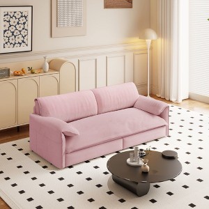 Okak 66" Queen 3-in-1 Pull Out Sofa Bed, Velvet Loveseat Bed, Convertible Sleeper Sofa with Side Storage for Living Room,Bedroom,Apartment, Pink - 1 of 4