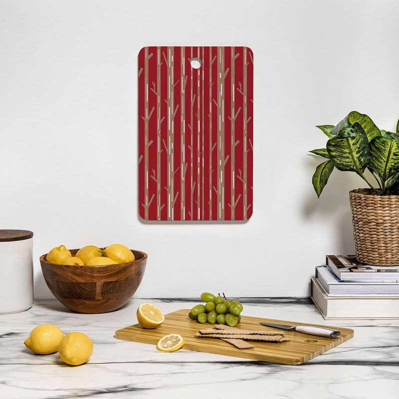Lisa Argyropoulos Modern Trees Red Rectangle Cutting Board - Deny Designs, 3 of 4