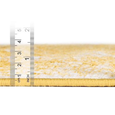 Yellow Geometric Rectangular Easy Care Synthetic Rug 5' x 8'