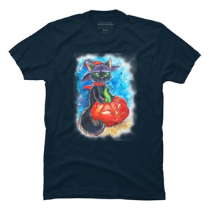 Men's Design By Humans halloween. the witch cat By POLINART T-Shirt - 1 of 4