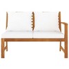 vidaXL Patio Bench 45.1" with Cream Cushion, Solid Acacia Wood - 2 of 4