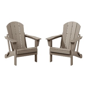 WestinTrends Malibu HDPE Outdoor Folding Poly Adirondack Chair (Set of 2) - 1 of 4