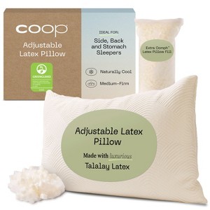 Coop Home Goods Adjustable Latex Pillow, with Talalay Latex & Microfiber Fill, Eco-Friendly, Medium Firm Pillow for Back, Stomach or Side Sleepers - 1 of 4