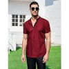 Men's Muscle Dress Shirts Slim Fit Stretch Banded Collar Short Sleeve Casual Button Down Shirt - 3 of 4