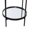 Olivia & May Contemporary Metal Mirrored Accent Table Dark Black: Glass Top, Iron Frame, Fixed Shelf - 4 of 4