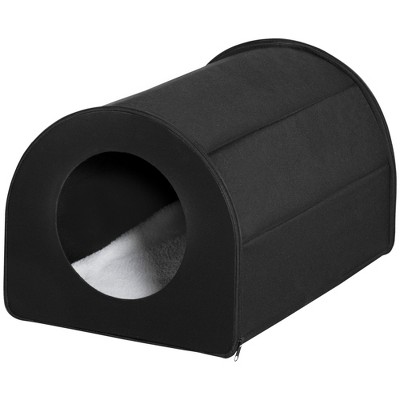 Black Heated Waterproof Outdoor Cat House with Fleece Lining