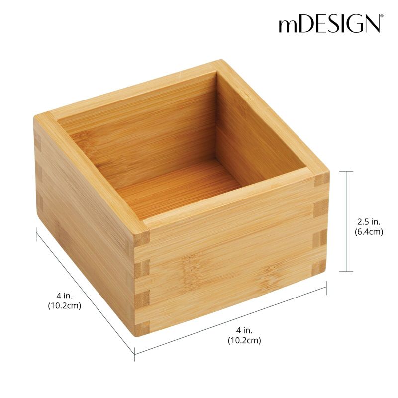 mDesign Bamboo Kitchen Storage Bin Container Crate Box, 4 of 9
