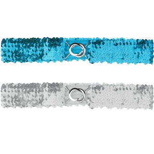Allegra K Women's Halloween Skinny Stretchy Waist Belts Sequins Decor Elastic Belts for Dresses 2Pcs - 1 of 4