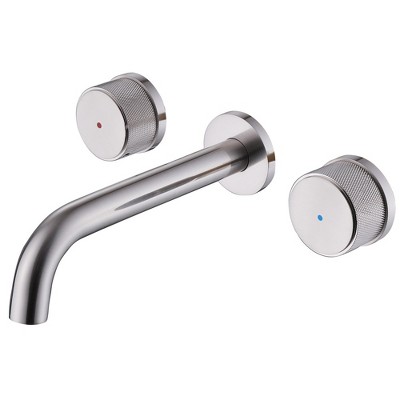 BWE Two-Handle Wall Mounted Bathroom Faucet in Brushed Nickel
