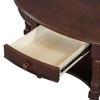 Lirago 45" Vintage Oval Coffee Table French Country Style Walnut Finish with Drawer Lower Storage Shelf - 4 of 4