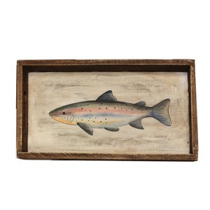 Beachcombers Pine Wood Tray with Fish - 1 of 2