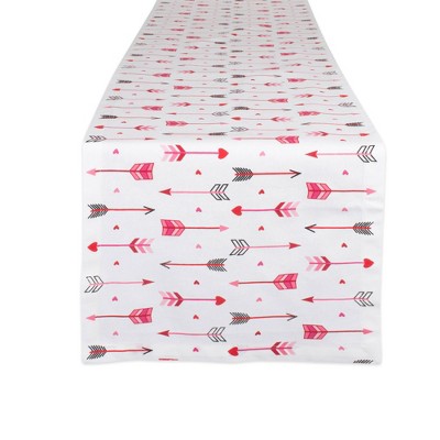 14&#34;x108&#34; Hearts &#38; Arrow Print Table Runner Pink - Design Imports