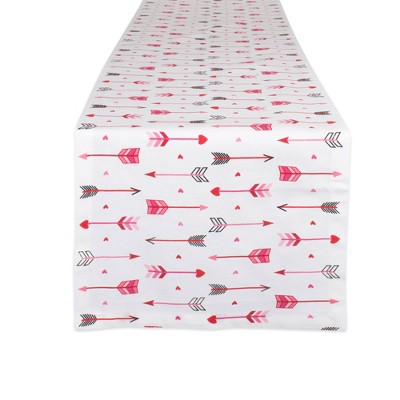 108"x72" Hearts & Arrow Print Table Runner Pink - Design Imports